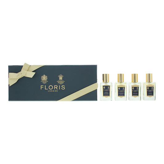 Floris Travel Collection For Her 4 Piece Gift Set: Eau de Toilette 4 x 15ml : Night Scented Jasmine - Bouquet de la Reine - White Rose - Chypress