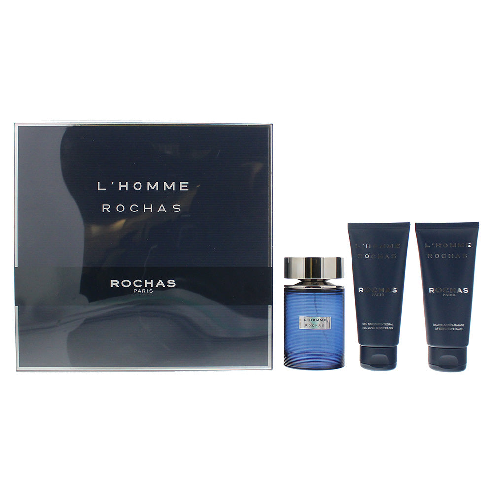 Rochas L'Homme Rochas 3 Piece Giftset: Eau De Toilette 100ml - Shower Gel 100ml -Aftershave Balm 100ml