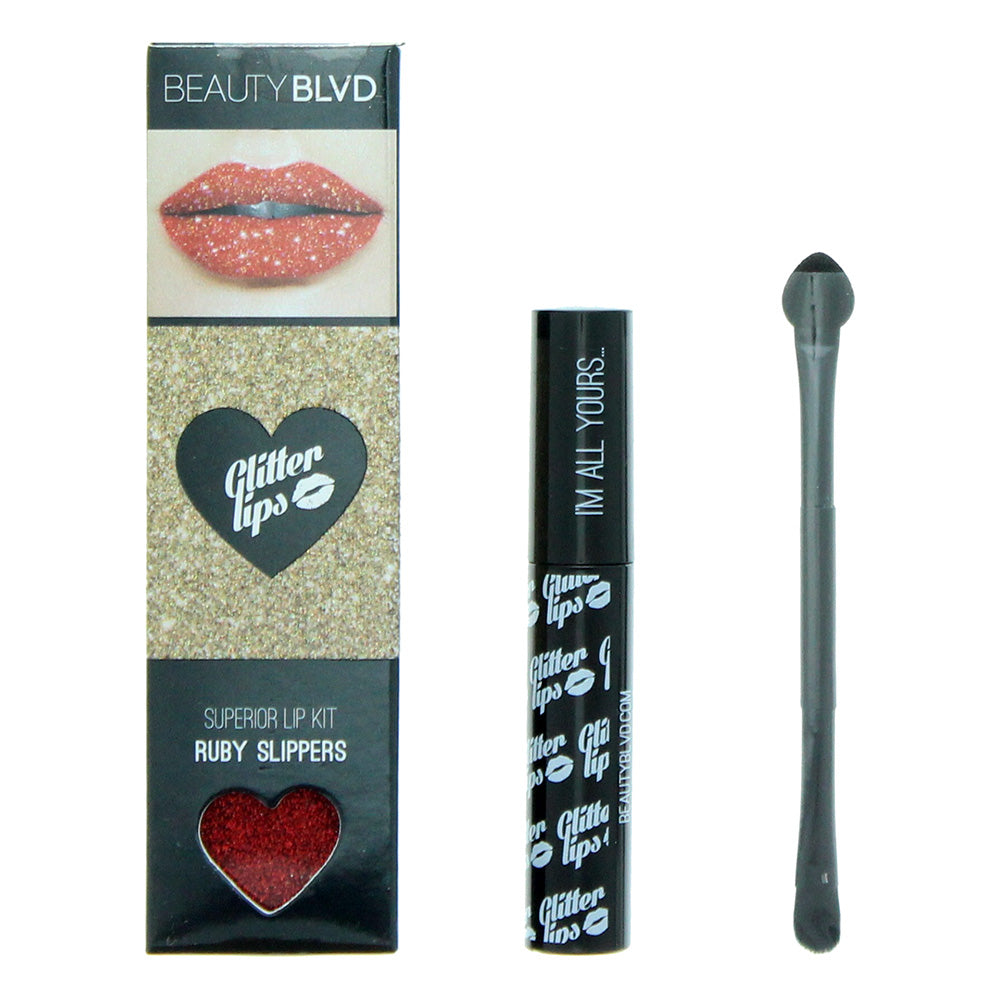 Beauty Blvd Glitter Lips Ruby Slippers 3 Piece Gift Set: Gloss Bond 3.5ml - Glitter 3g - Lip Brush