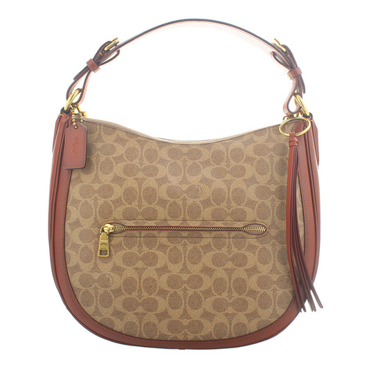 Coach Sutton Hobo Tan Coated Canvas Shoulder Bag