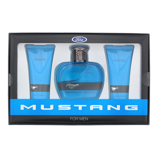 Mustang Blue 3 Piece Gift Set: Eau De Toilette 100ml - Aftershave Balm 100ml - Hair & Body Wash 100ml