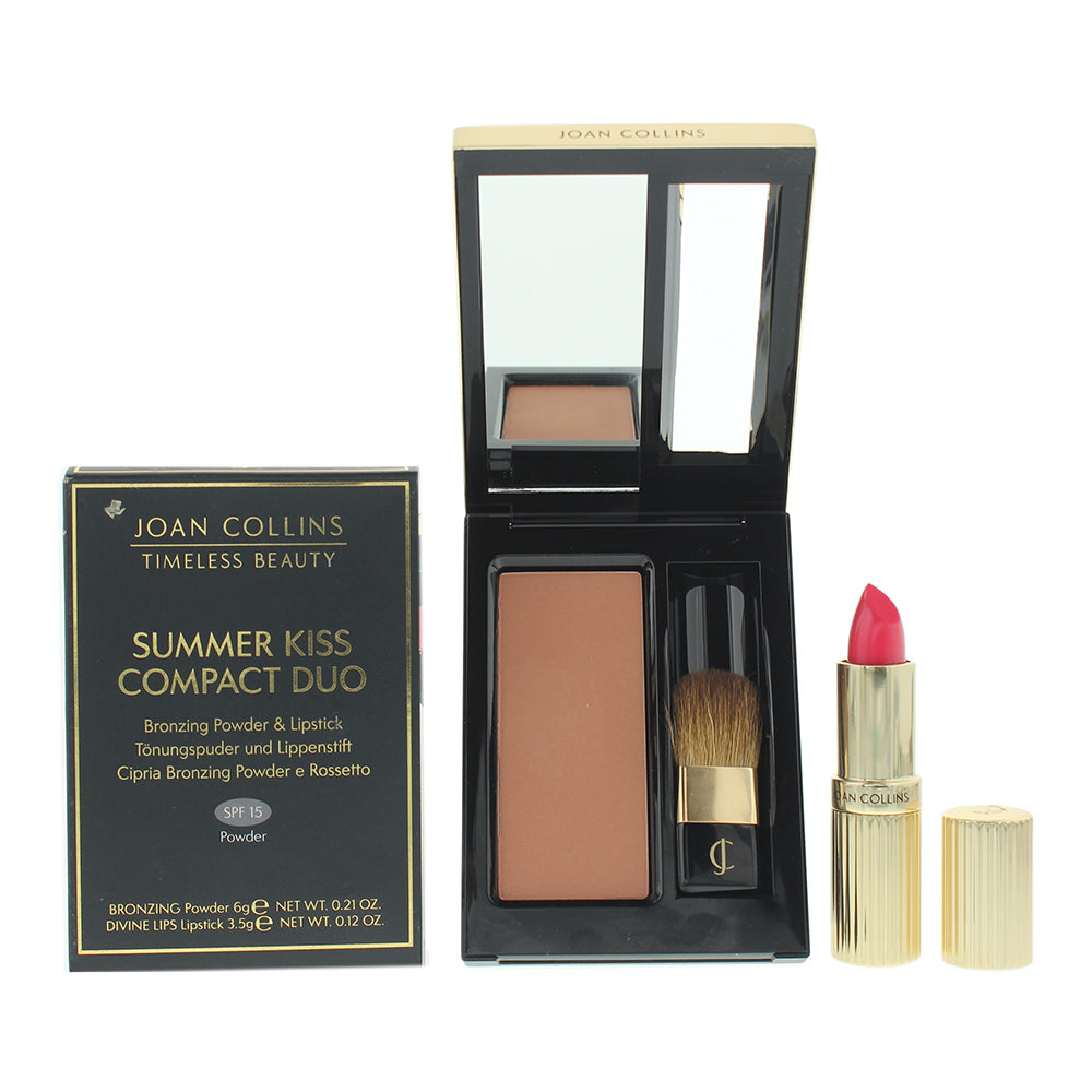 Joan Collins Summer Kiss Compact Duo Bronzing Powder 6g - Coral Pink Evelyn Lipstick 3.5g