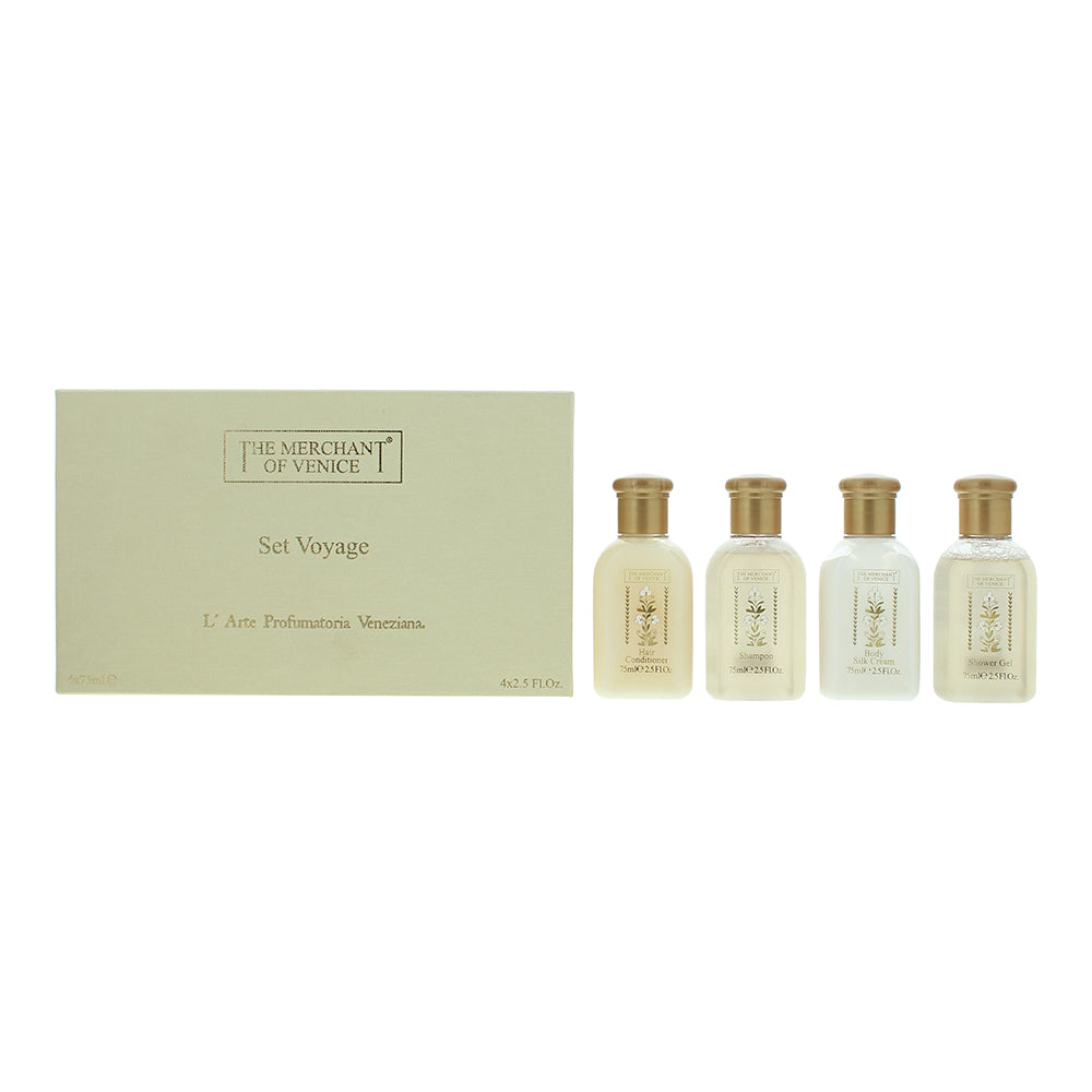 The Merchant Of Venice Voyage 4 Piece Gift Set: Shower Gel 75ml - Shampoo 75ml - Body Cream 75ml - Hair Conditioner 75ml