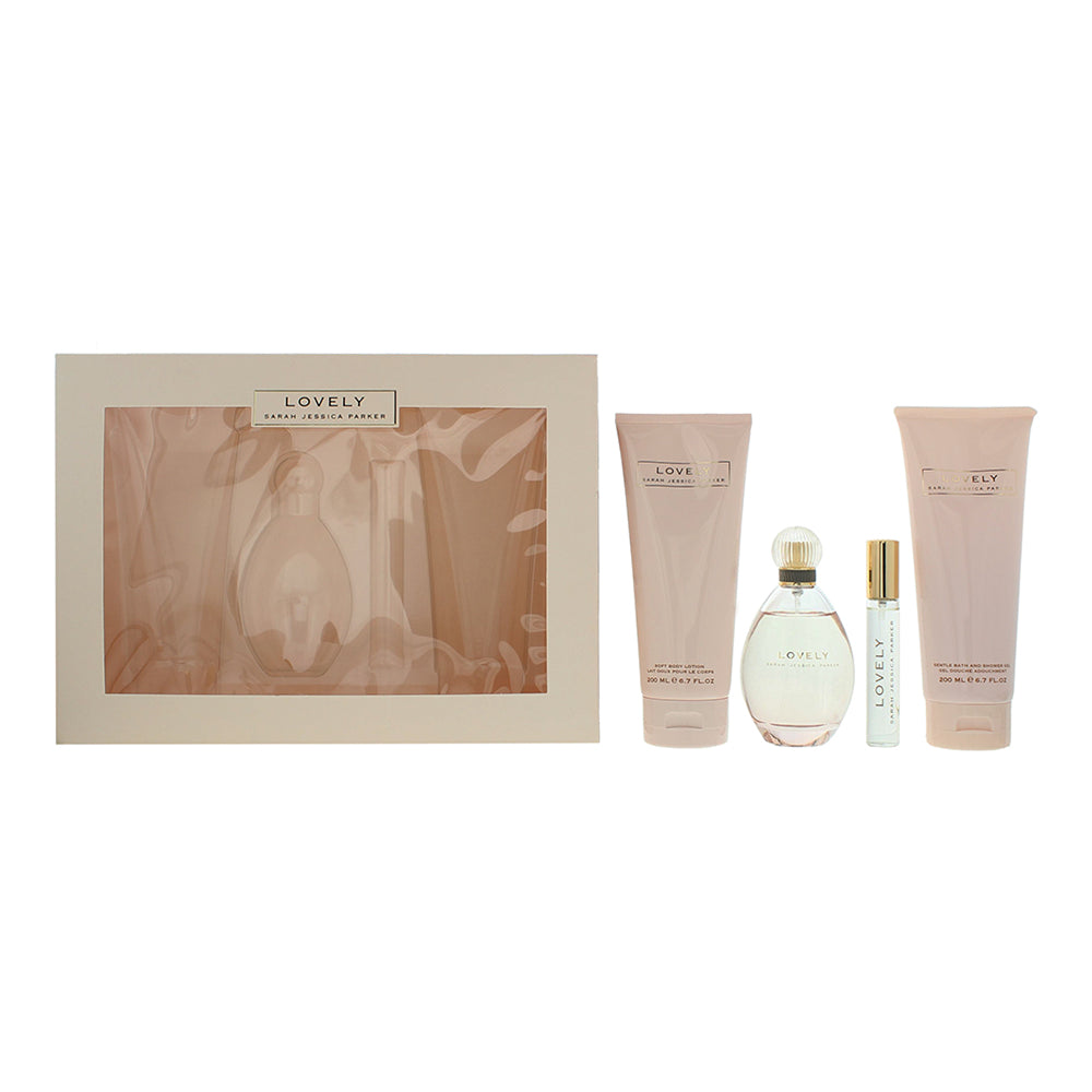 Sarah Jessica Parker Lovely 4 Piece Gift Set: Eau De Parfum 100ml - Body Lotion 200ml - Shower Gel 200ml - Eau De Parfum 15ml