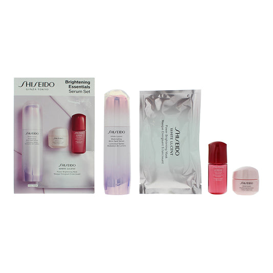 Shiseido Brightening Essentials 4 Piece Gift Set: Serum 50ml - Gel Cream 15ml - Power Infusing Concentrate 10ml - Face Mask 1pc