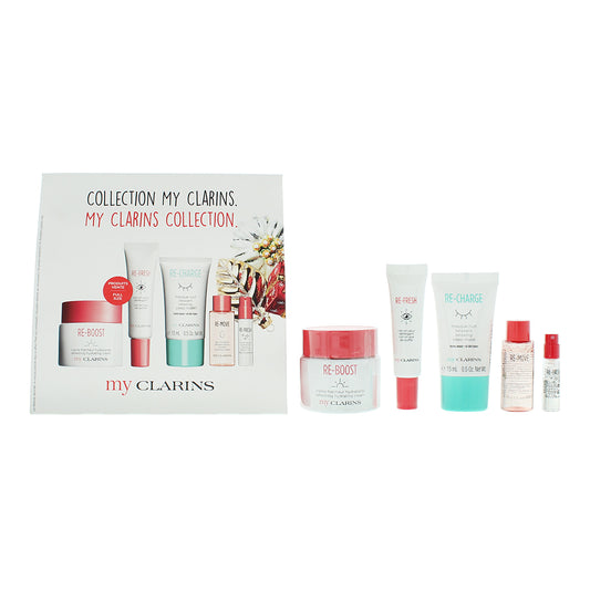 Clarins My Clarins 5 Piece Gift Set: Roll-on Eye De-Puffer 15ml - Face Cream 50ml - Sleep Mask 15ml - Cleansing Water 10ml - Beauty  Mist 1.5ml