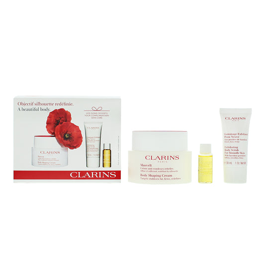 Clarins A Beautiful Body 3 Piece Gift Set: Body Cream 200ml - Exfoliating Cream 30ml - Tonic Body Oil 10ml