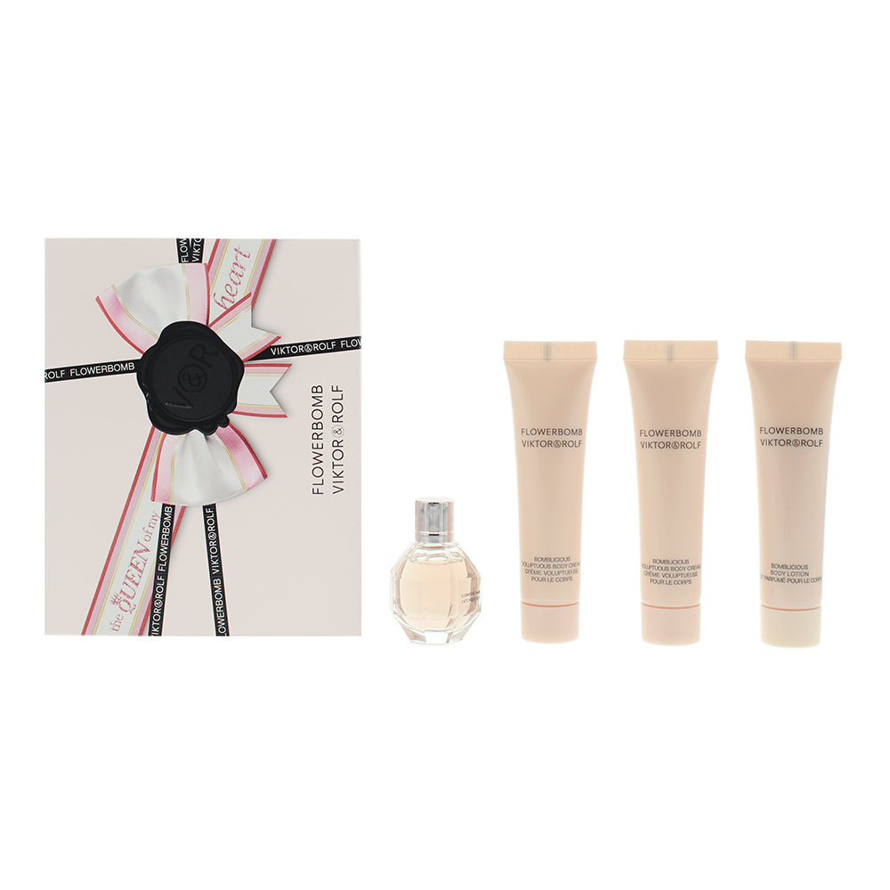 Viktor & Rolf Flowerbomb Mini 4 Piece Gift Set: Eau de Parfum 7ml - Body Lotion 15ml - Body Cream 2 x 15ml