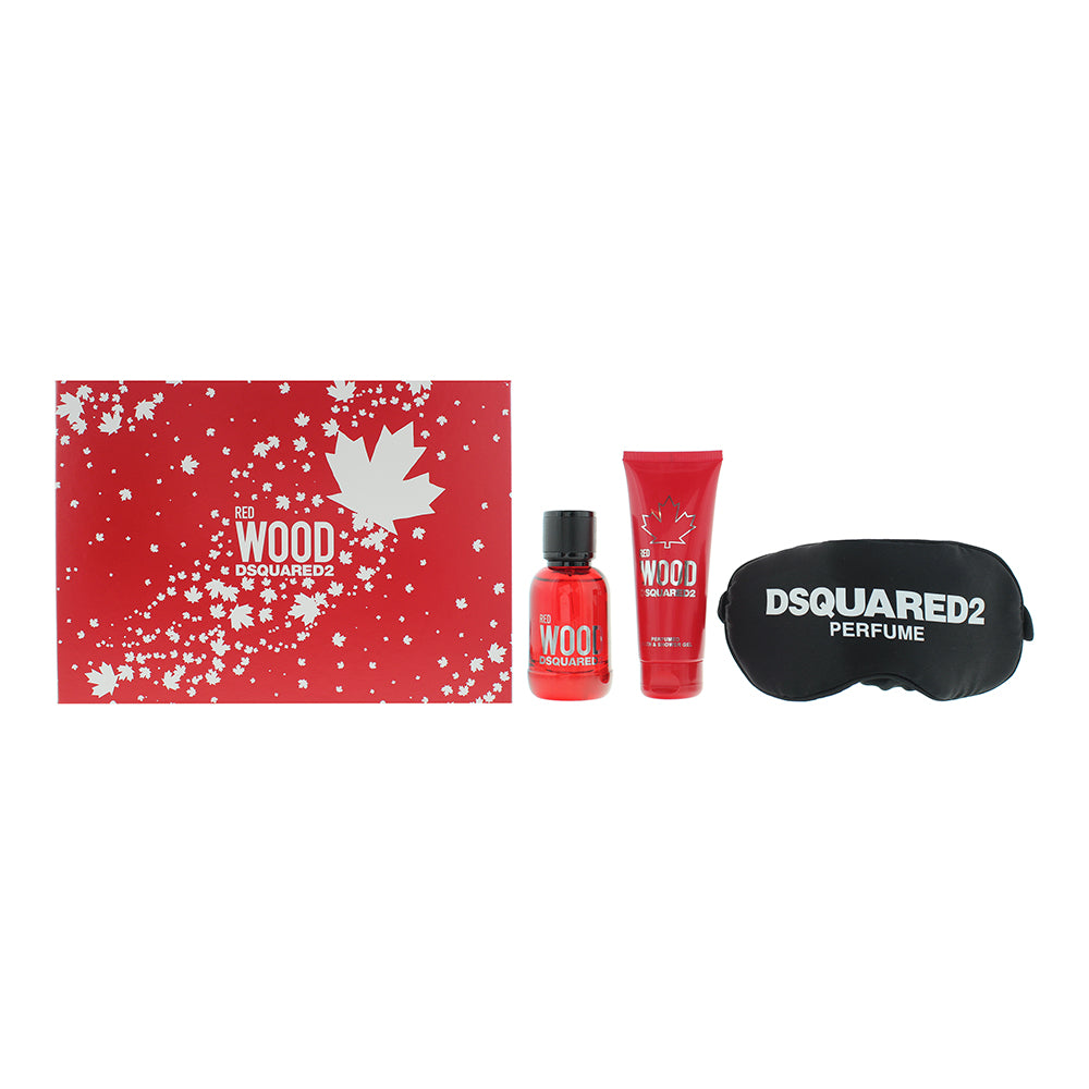 Dsquared2 Red Wood 3 Piece Gift Set: Eau de Toilette 50ml - Shower Gel 50ml - Night Mask