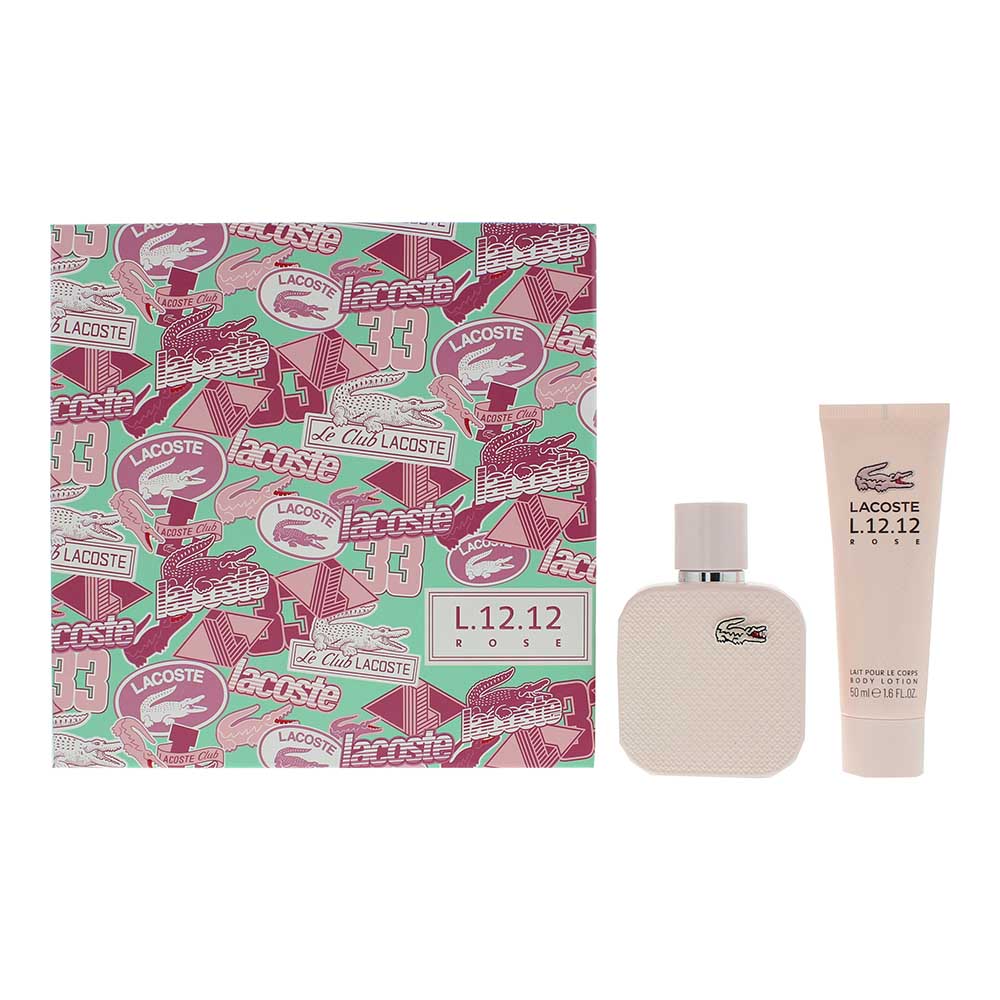 Lacoste Eau De Lacoste L.12.12 Rose 2 Piece Gift Set: Eau de Parfum 50ml - Body Lotion 50ml