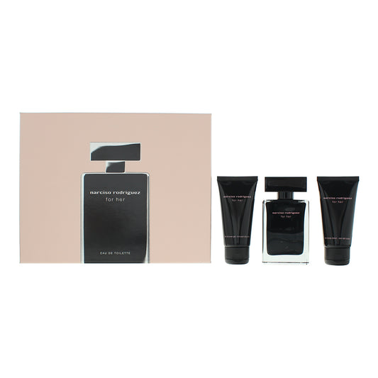 Narciso Rodriguez For Her 3 Piece Gift Set: Eau de Toilette 50ml - Body Lotion 50ml - Shower Gel 50ml