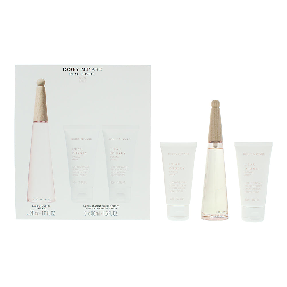 Issey Miyake L'eau D'issey Pivoine 3 Piece Gift Set: Eau de Toilette 50ml - Body Lotion 50ml - Shower Cream 50ml