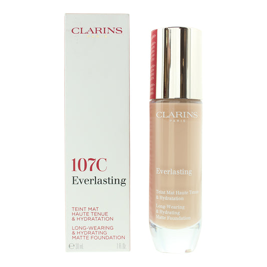 Clarins Everlasting Long Wearing & Hydrating 107C Beige Matte Foundation 30ml