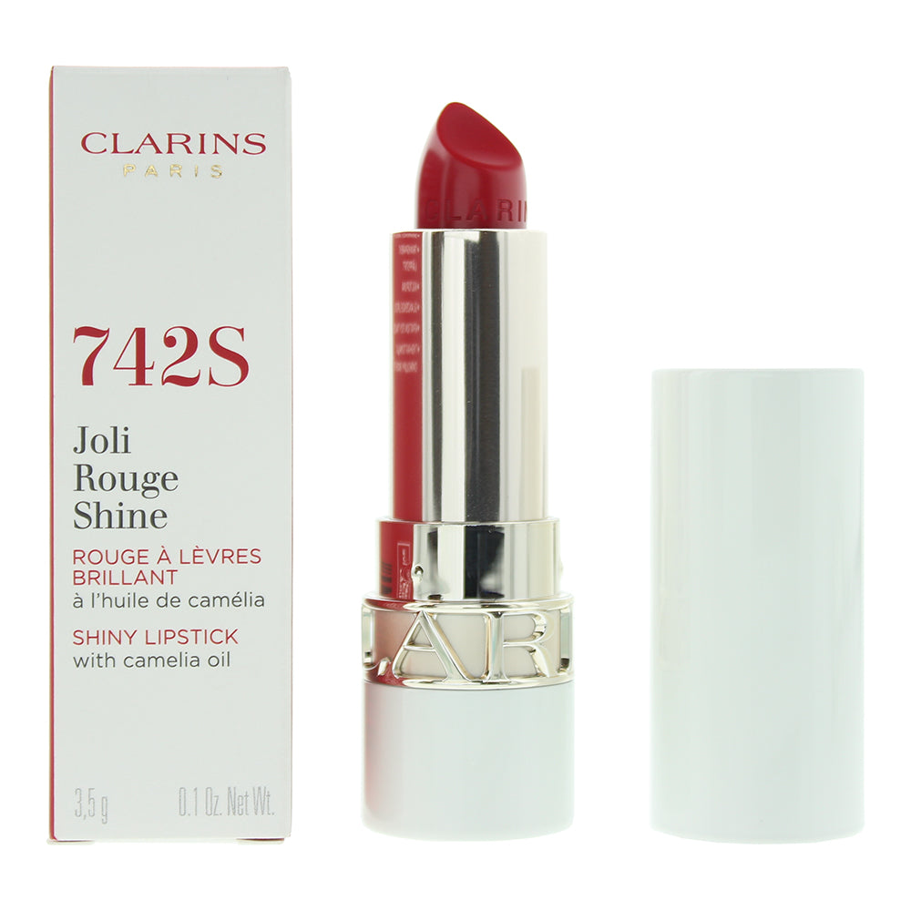 Clarins Joli Rouge Shine 742 S Pretty Red Lipstick 4g