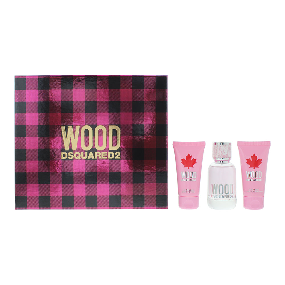 Dsquared2 Wood 3 Piece Gift Set: Eau de Toilette 50ml - Body Lotion 50ml - Body Lotion 50ml