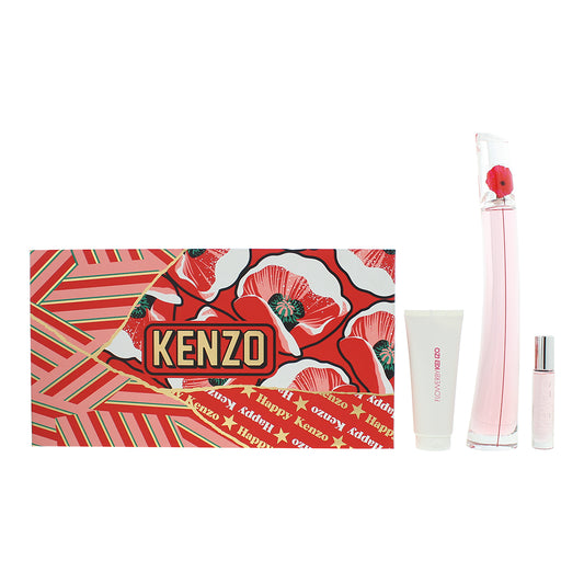 Kenzo Flower Poppy Bouquet 3 Piece Gift Set: Eau de Parfum 100ml - Eau de Parfum 10ml - Body Lotion 75ml