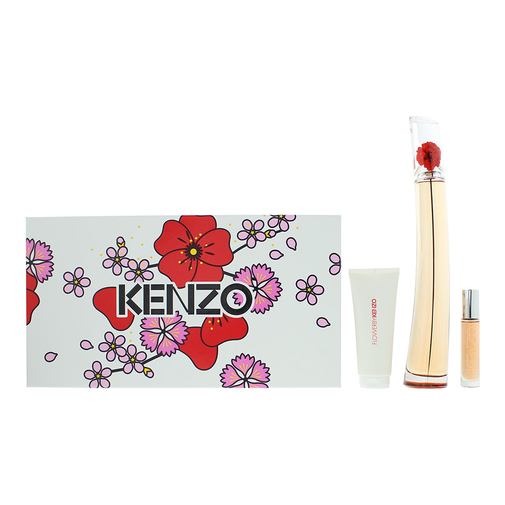 Kenzo Flower L'absolue 3 Piece Gift Set: Eau de Parfum 100ml - Eau de Parfum 10ml - Body Lotion 75ml