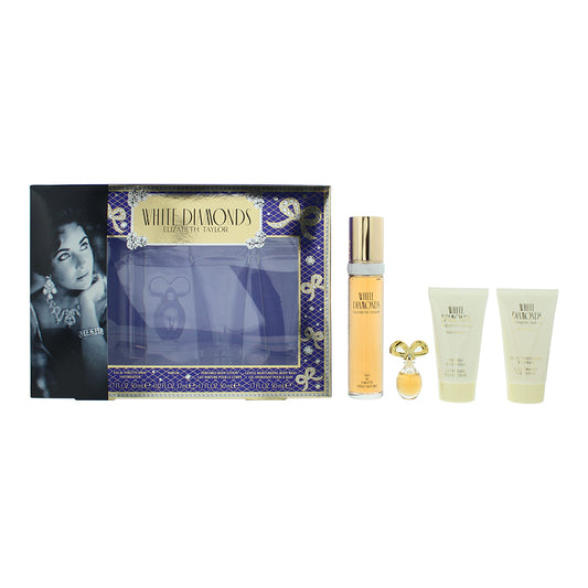 Elizabeth Taylor White Diamonds 4 Piece Gift Set: Eau De Toilette 50ml - Body Lotion 50ml - Body Wash 50ml - Parfum 3.7ml