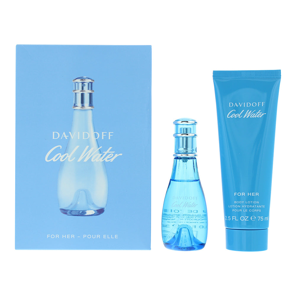 Davidoff Cool Water For Her 2 Piece Gift Set: Eau de Toilette 30ml - Body Lotion 75ml