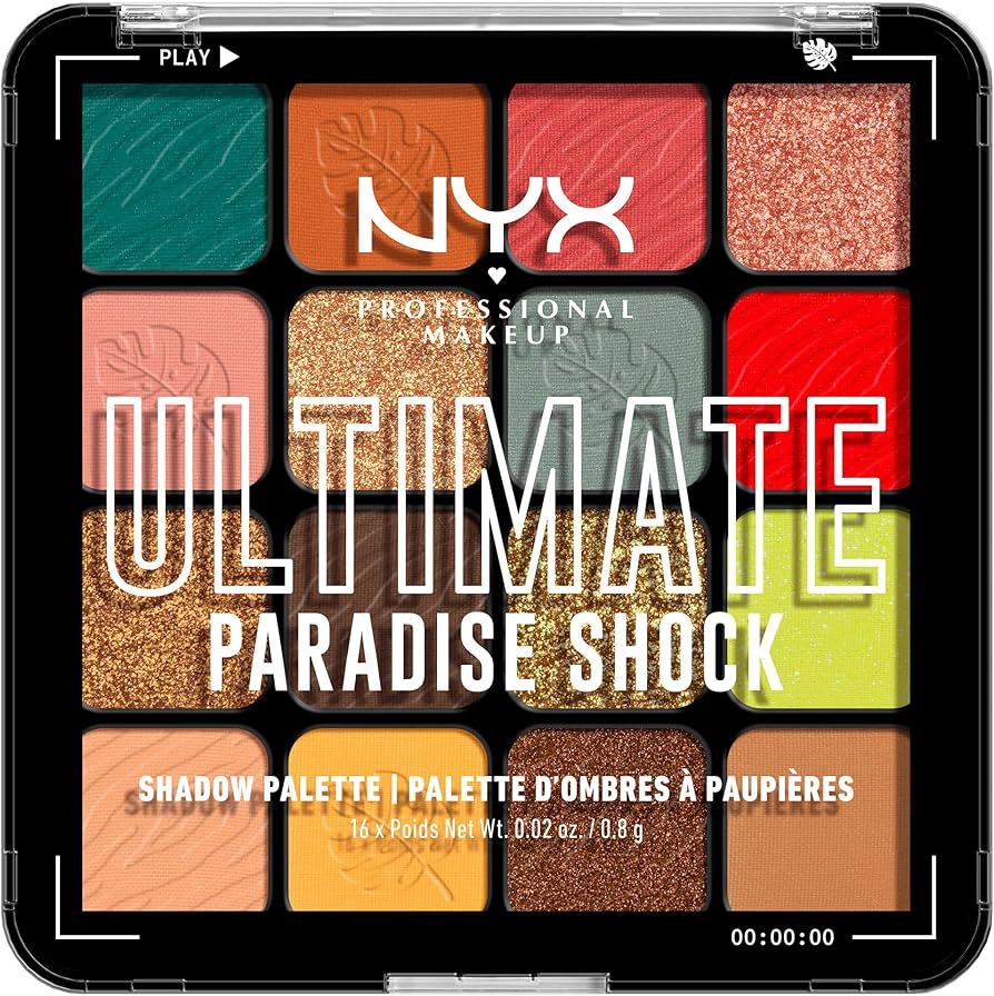 NYX Professional Makeup Ultimate Shadow Palette 16 Vibrant True-To-Pan Eyeshadow Shades - Paradise Shock