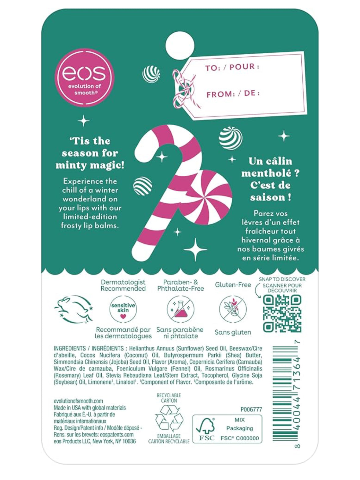 EOS Christmas Holiday Lip Balm Sticks Peppermint Twist & Candy Cane Swirl Stocking Fillers