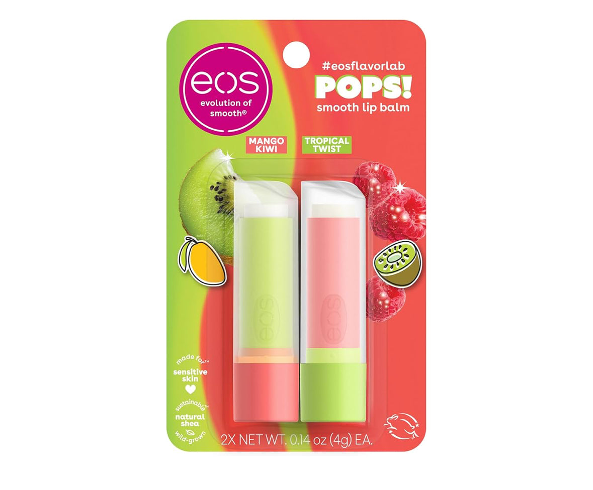 EOS Flavorlab Pops! Lip Balm Mango Kiwi & Tropical Twist Limited Edition 2 Pack