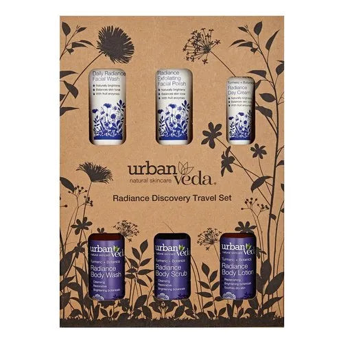 Urban Veda Radiance 6 Pieces Gift Set : Body Wash 50ml - Body Scrub 50ml - Body