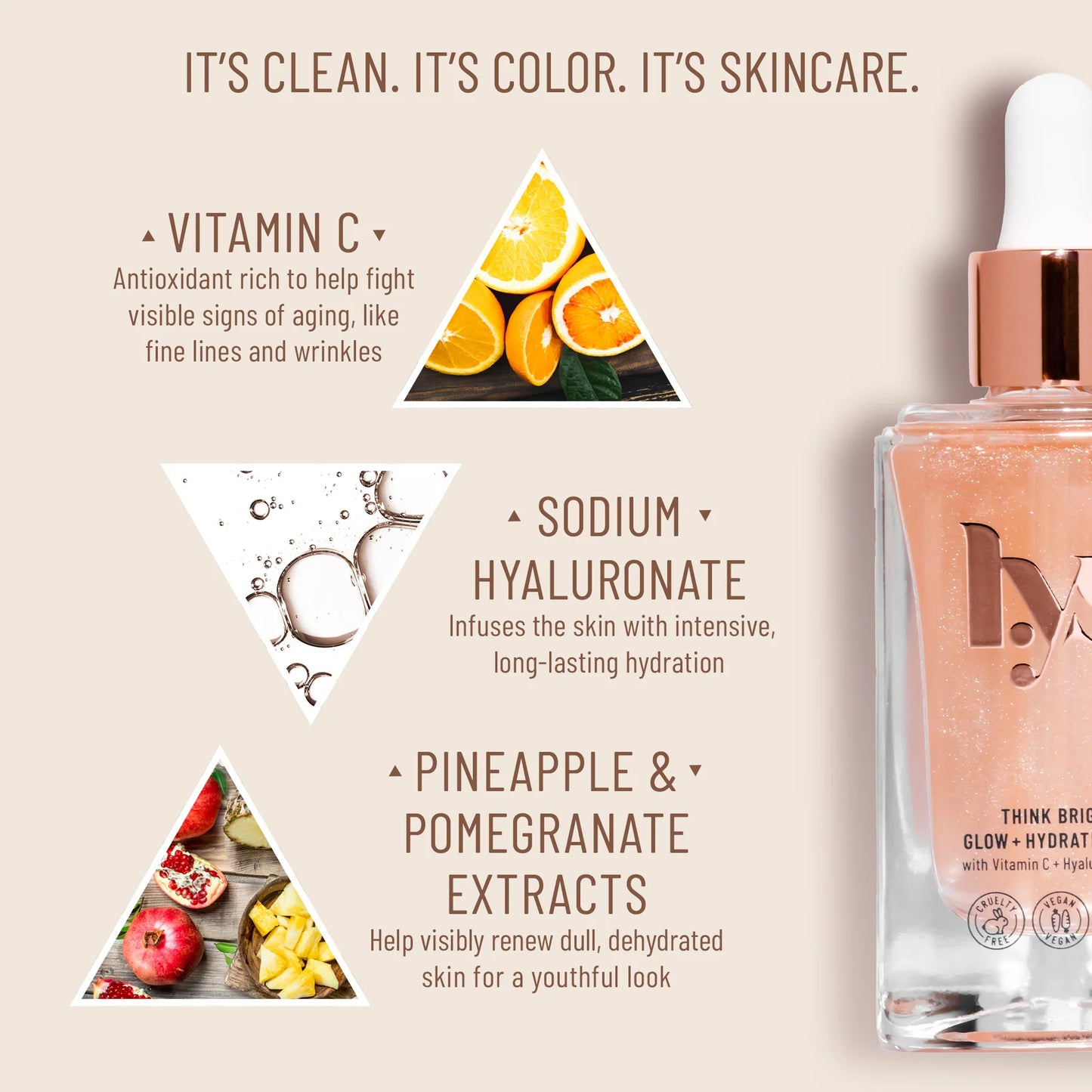 Lys Beauty THINK BRIGHT GLOW + HYDRATE SERUM WITH VITAMIN C & HYALURONIC ACID